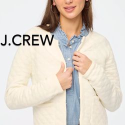 ❄️(NEW) (1 AVAILABLE) WOMEN’S J.CREW FACTORY IVORY QUILTED JACKET - SIZE: LARGE (MSRP: $98)❄️