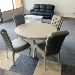 ALINA CHAMPAGNE ROUND DINING ROOM SET7-Piece (Table+4 Side Chairs)