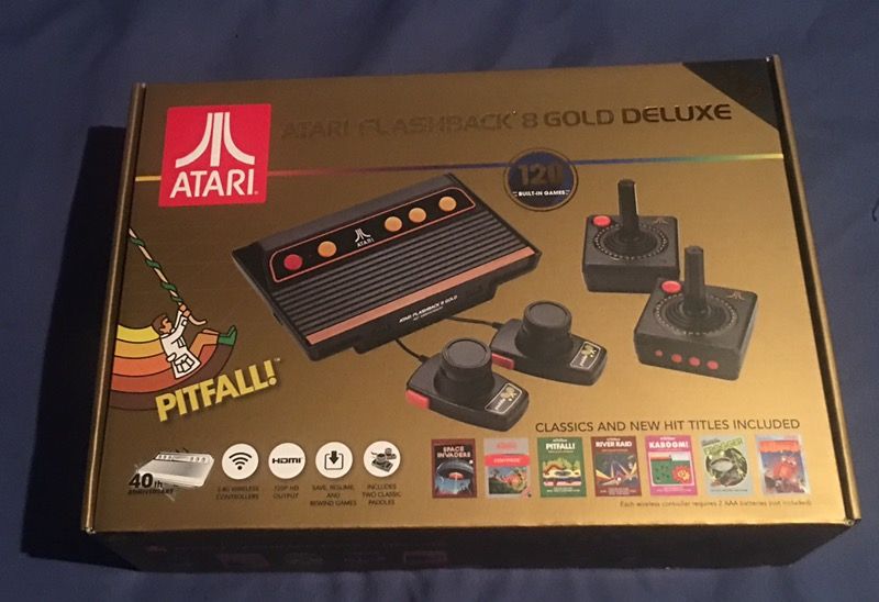 Atari Flashback 8 Gold Deluxe 120 Built In Games HDMI W/Paddle controllers New!!