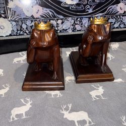  carved wood Frog sculptures