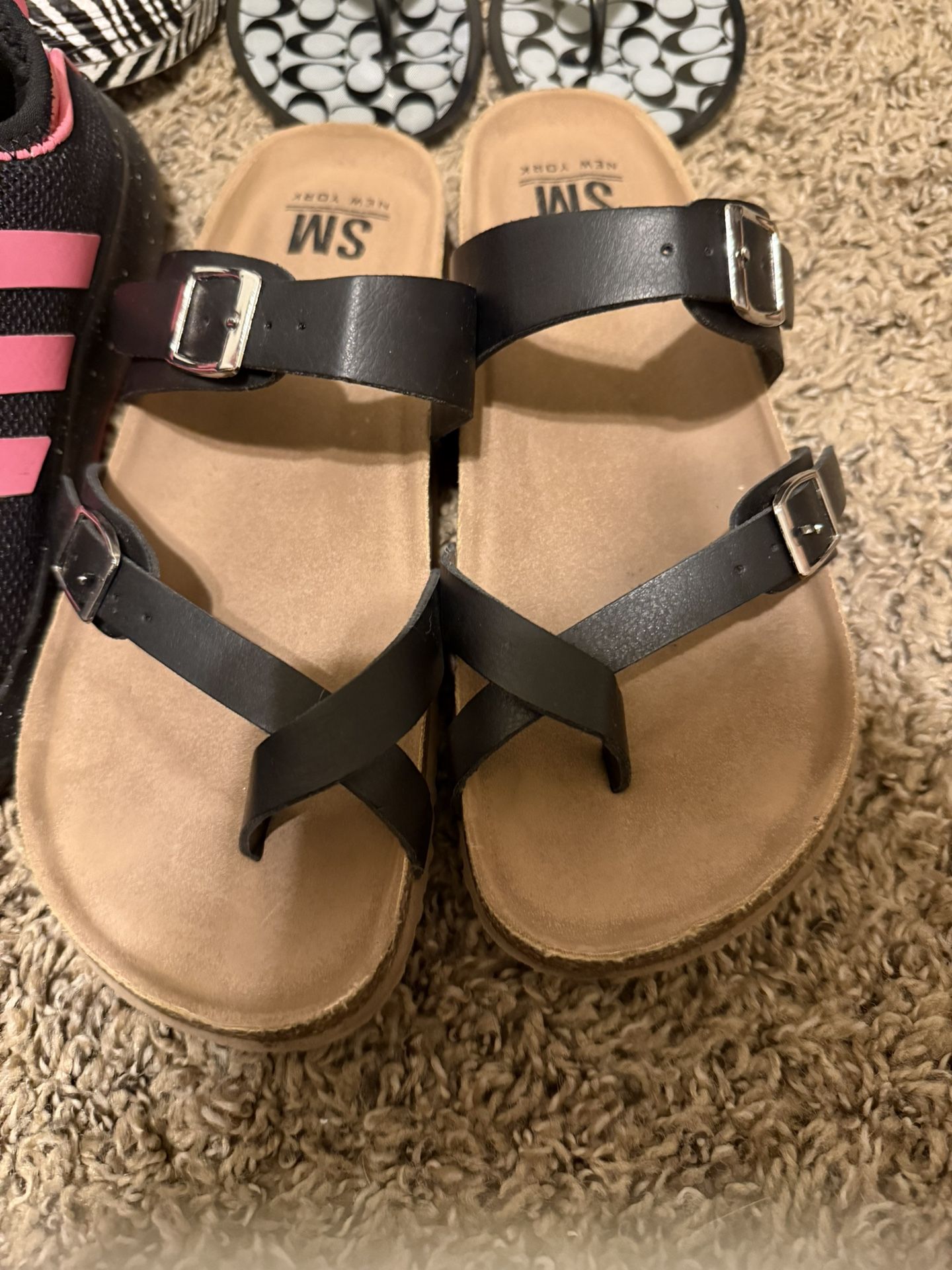 Adidas Pink And Black Size 8 And Sandals