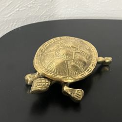 Brass Turtle Trinket Box With Hinged Shell