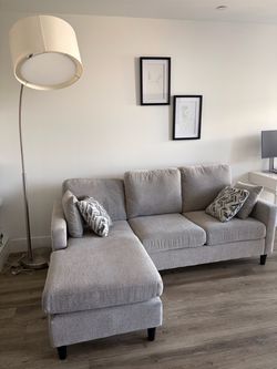 Sofa and lamp