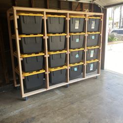 16 Tote Bin Storage Shelf Shelving Unit 27 Gallon Plastic Costco Bins
