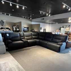 Black 6pc Power Reclining Sectional Couch