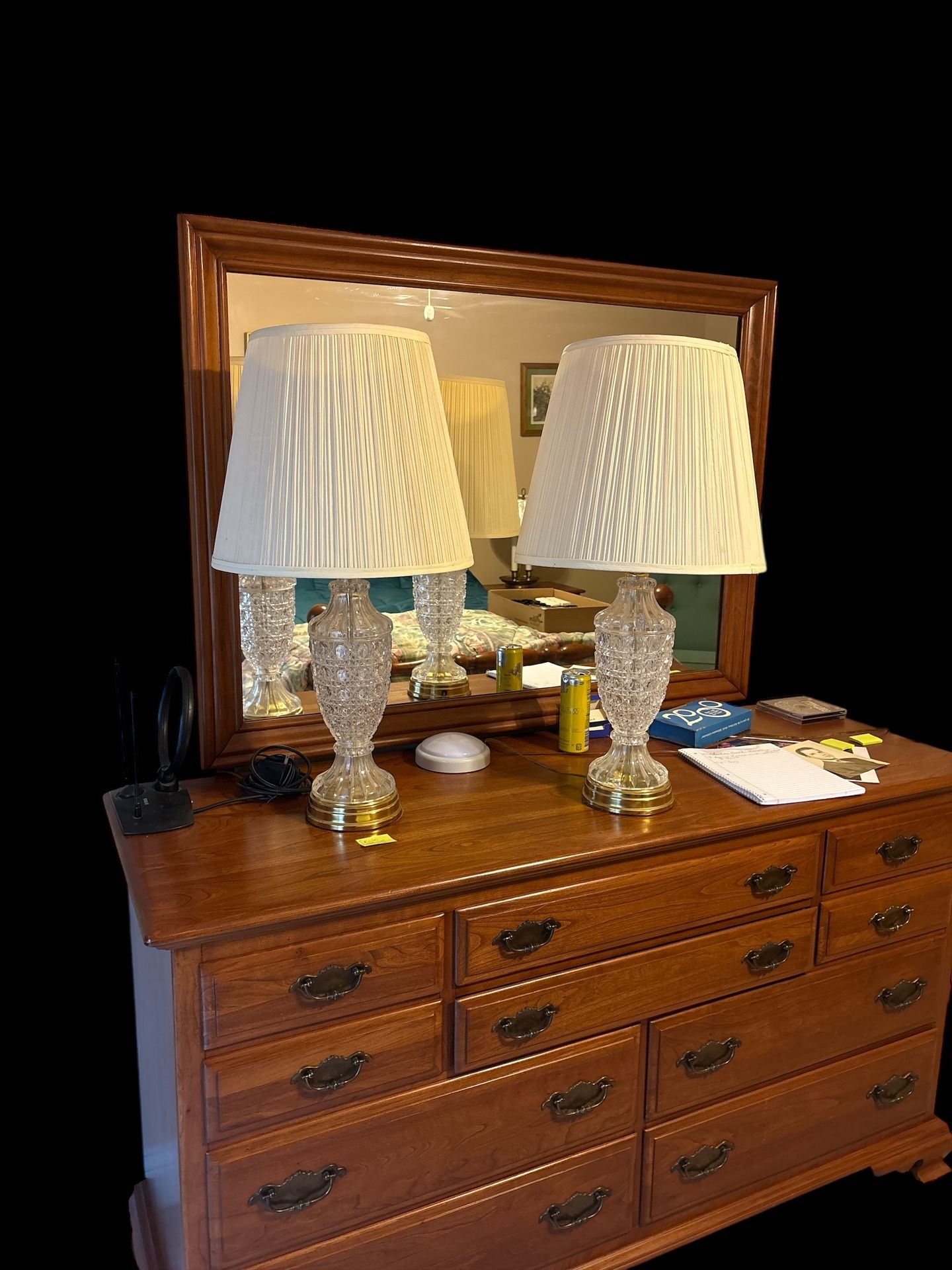 Vintage crystal lamp set