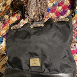 $35-Vintage Moschino Nylon And Leather Designer Bag/check out our other sales