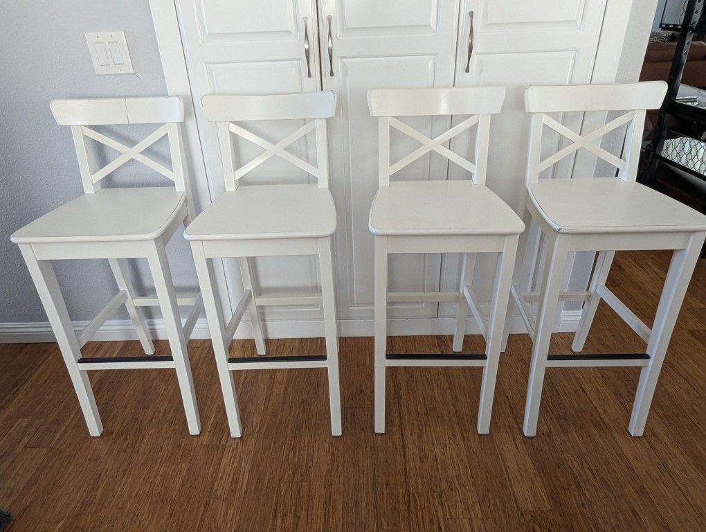 4 White INGOLF IKEA bar stools