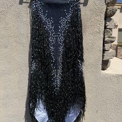 Sparkly Fringe Bodysuit Women Sexy Dancer Leotard Celebrate women size, small medium  Material: 8% polyester and 92% spandex.high stretch,High quality