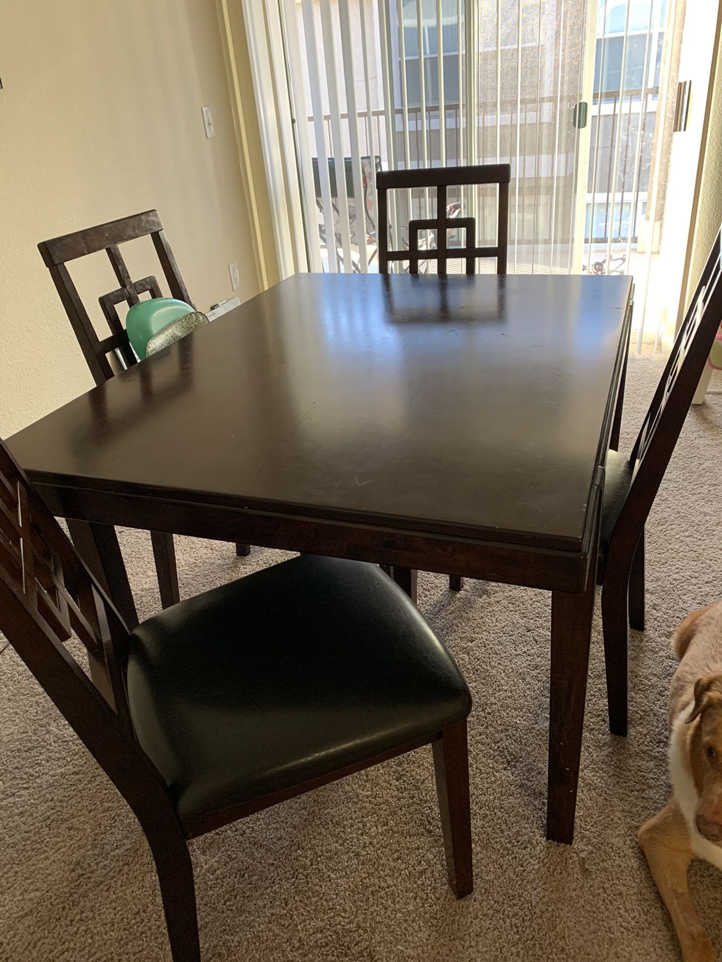 Wooden dining table chairs included