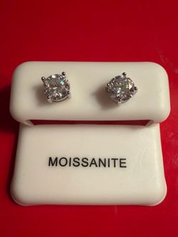 Sterling Silver 925 Moissanite Diamond Earrings 6.0mm