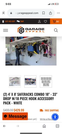 SafeRacks 4x8 Overhead Garage Storage Combo White
