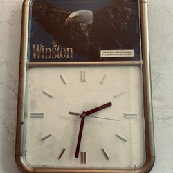  1991 WINSTON CIGARETTES EAGLE 14" X 20" WALL CLOCK  VINTAGE BAR