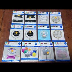 Assorted Lot, Foil Balloons (Adults, Birthday, Special Occasion)- 12 Balloon Lot