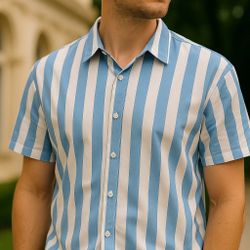 Shein Men’s Striped Short Sleeve Shirt - Size XXL (Fits Like M)