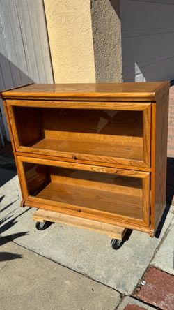 Solid oak two shelf lawyers bookcase