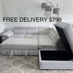 FREE DELIVERY - Grey Living Spaces Dante Sleeper Sectional