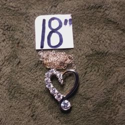 St.Silver ♥ Necklace W/CZ Stones-2.80 Grams 