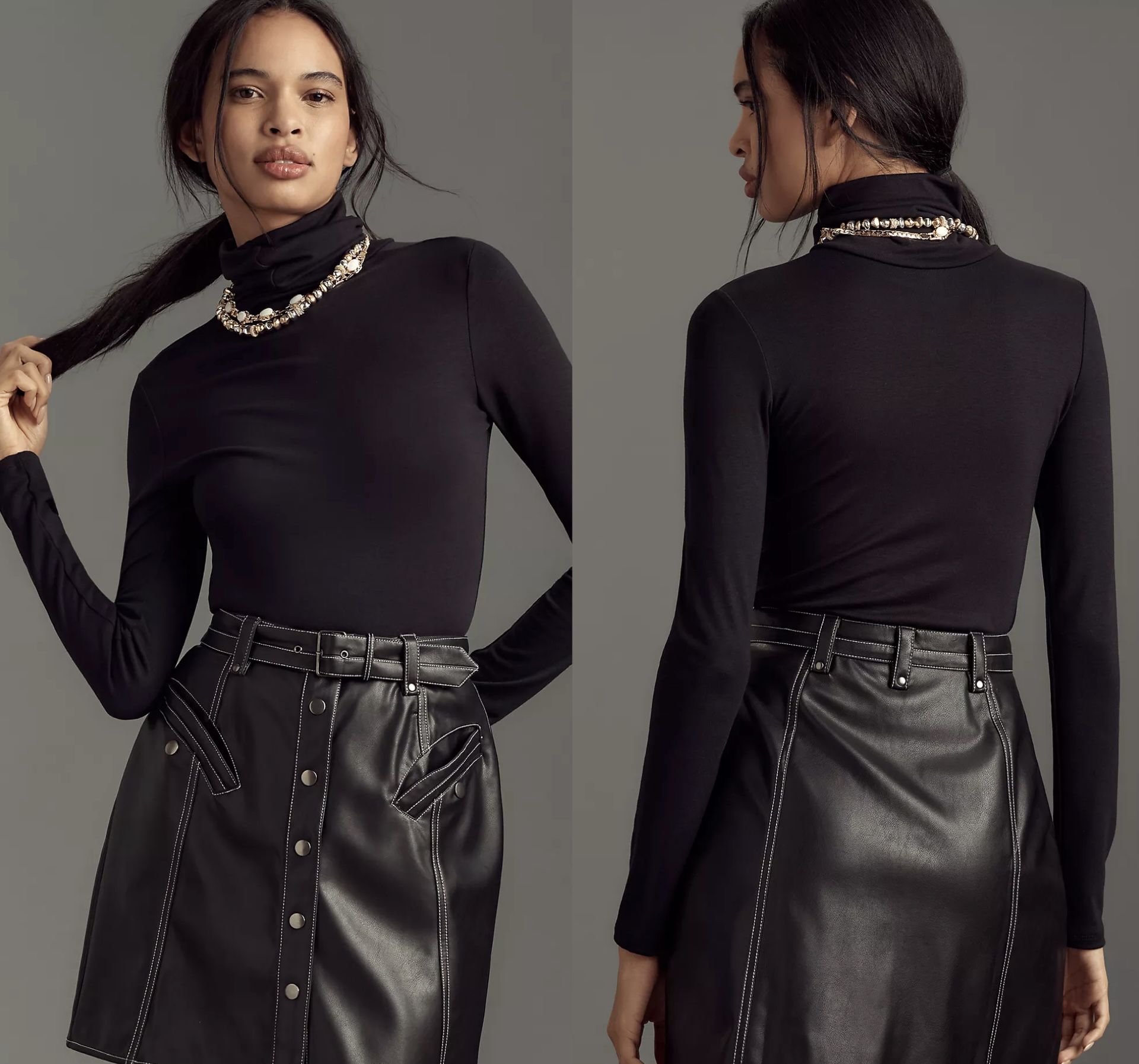 NWT $128 Anthropologie x Maeve Faux-Leather Button-Front Belted Mini Skirt 4