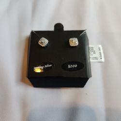 Diamond / Sterling Silver earrings - new