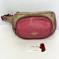 Coach Court Signature Canvas/Pink Belt Bag