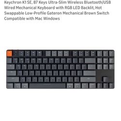 Keychron K1 SE, 87 Keys Ultra-Slim Wireless Bluetooth/USB Wired Mechanical Keyboard with RGB LED Backlit, Hot Swappable Low-Profile Gateron Mechanical
