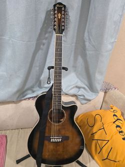 REQUINTO CIERREÑO 12 STRINGS AMAZING SOUND IBANEZ WITH BUILD IN TUNER NEW DOBLE STRINGS ADIARIO LIGHT 1047 +STRAP