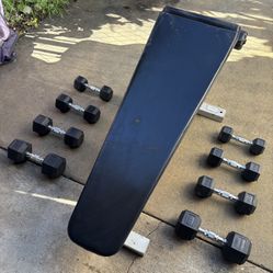 Hex Dumbbells, Inclined Bench