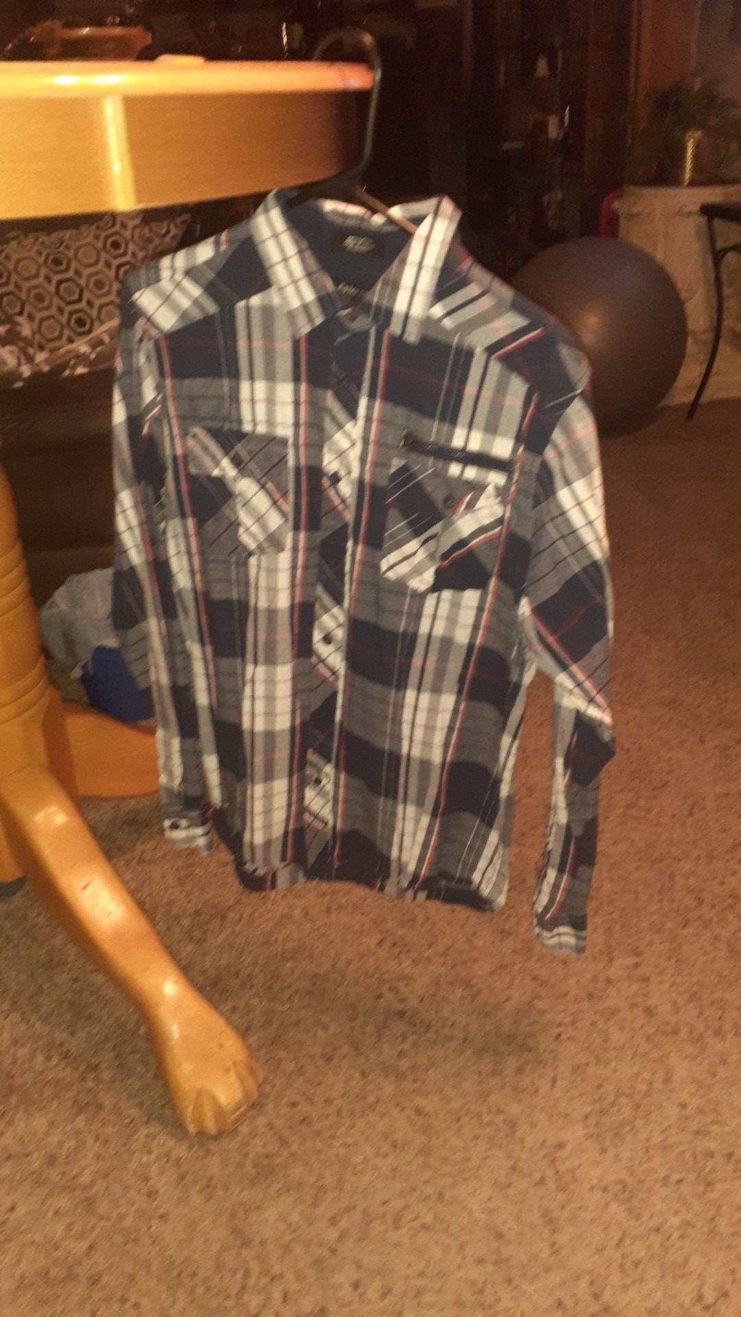 Mens Plaid Button Up Shirt Size Large