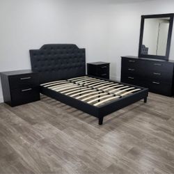 Bed Room Set Black ''' Juego De Cuarto Color Negro 