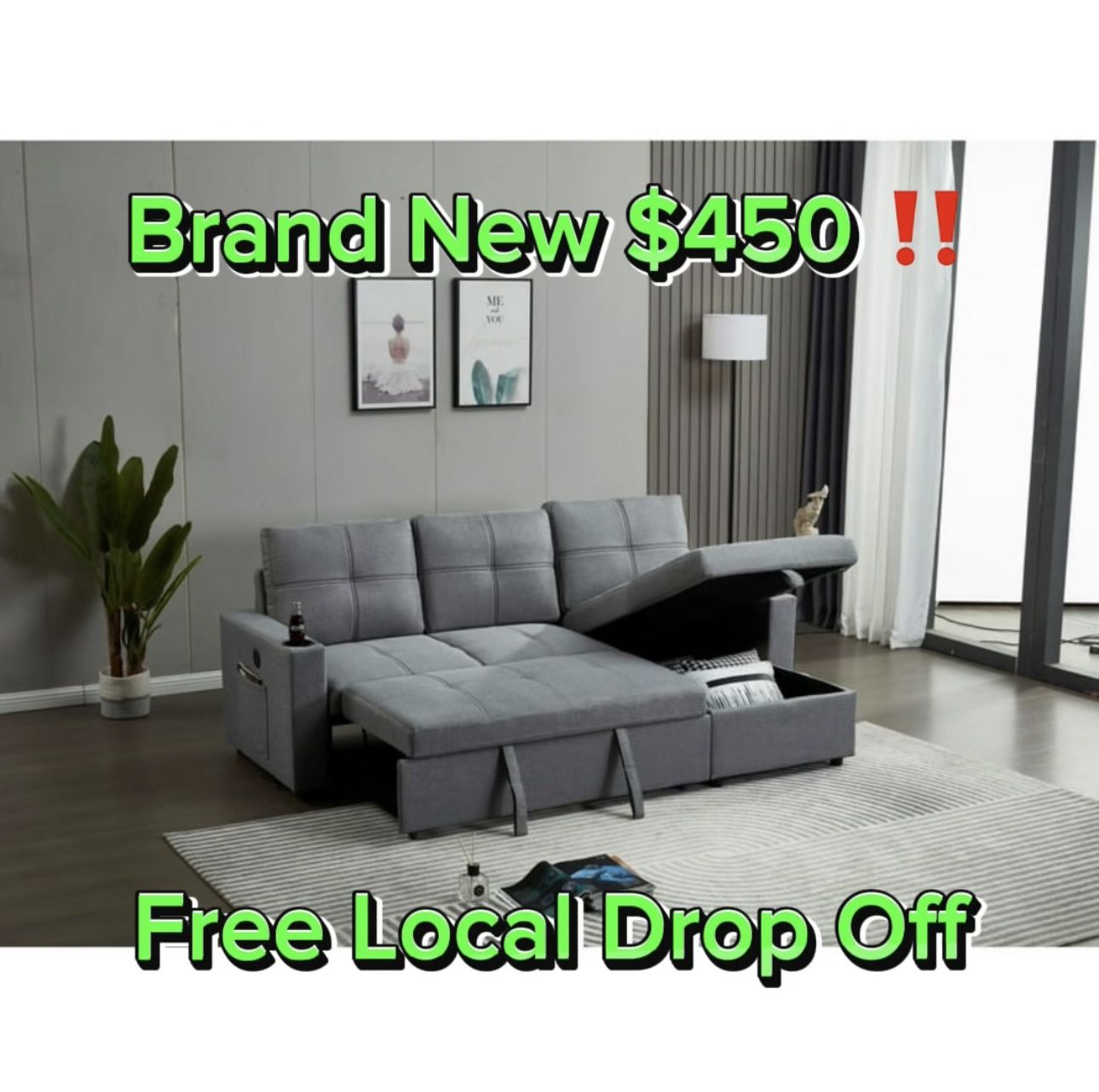 Gray Sectional Couch 🛋️ Brand New In Box 📦 Free Drop Off