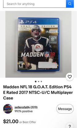 PlayStation 4 & 5 Video Game PS4 PS5 Madden NFL 18 GOAT Edition