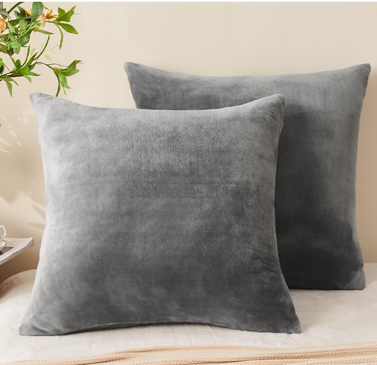BEDELITE Velvet Pillow Covers 26x26 with Zipper, 2 Pack Super Soft Square Pillow Covers for Bedroom, Sofa, Couch,Luxury Cozy Fleece Pillowcases for Al