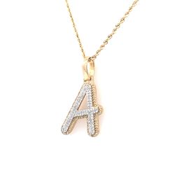 Initial 'A' 0.27 CTW Diamond With 20" Rope chain