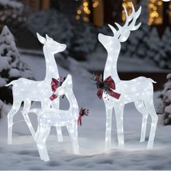 VEIKOUS Christmas Deer Family Set Decoration for Indoor & Outdoor With LED