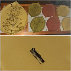 Crate & barrel leaf plates & serving dish