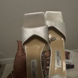 White/ivory Crystal Embellished Heel