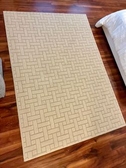5’ x 7’ Cream and Tan Area Rug