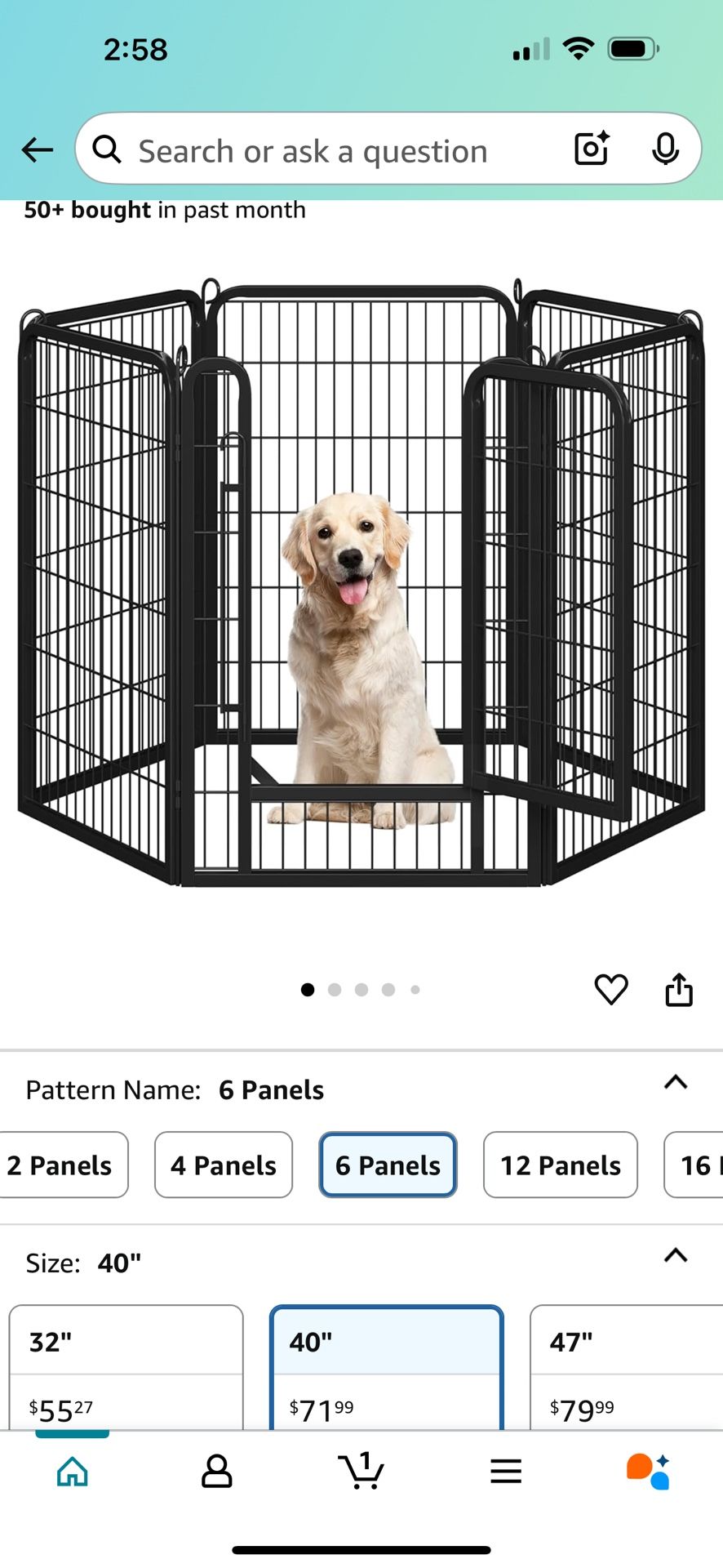 Yaheetech Dog Playpen Outdoor 40 inch 6 Panels Indoor Dog Fence Metal Dog Pen Heavy Duty Pet Puppy Exercise Pen for RV Camping Garden Yard