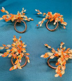 Beautiful set of hand beaded floral napkin rings