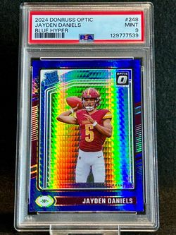 2024 Donruss Optic 🔥 Jayden Daniels 🔥 Blue Hyper Rookie Prizm PSA 9 Mint 💎 - Washington Commanders