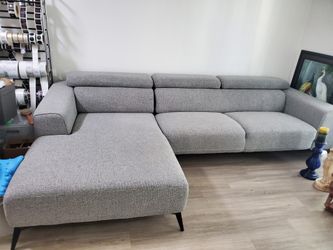 Sectional Sofa Tweed With Right Sided Lounge