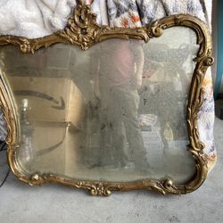 20th CENTURY  FRENCH ROCCO GOLD GILDED MIRROR