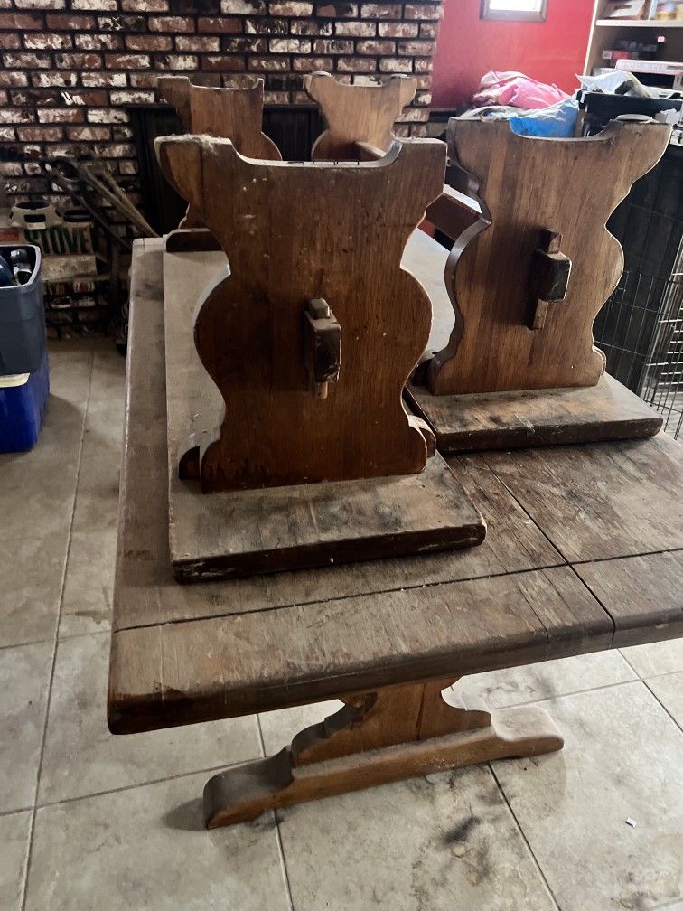 Wood Dining Table and Benches