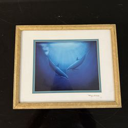 Wyland "Minds in the Water" Double Matted Gold Print Dolphin