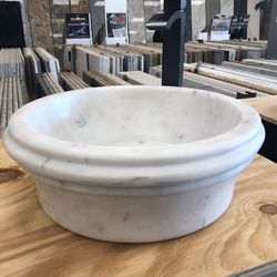 Carrara White Marble Drop-in or Above Vanity Sink