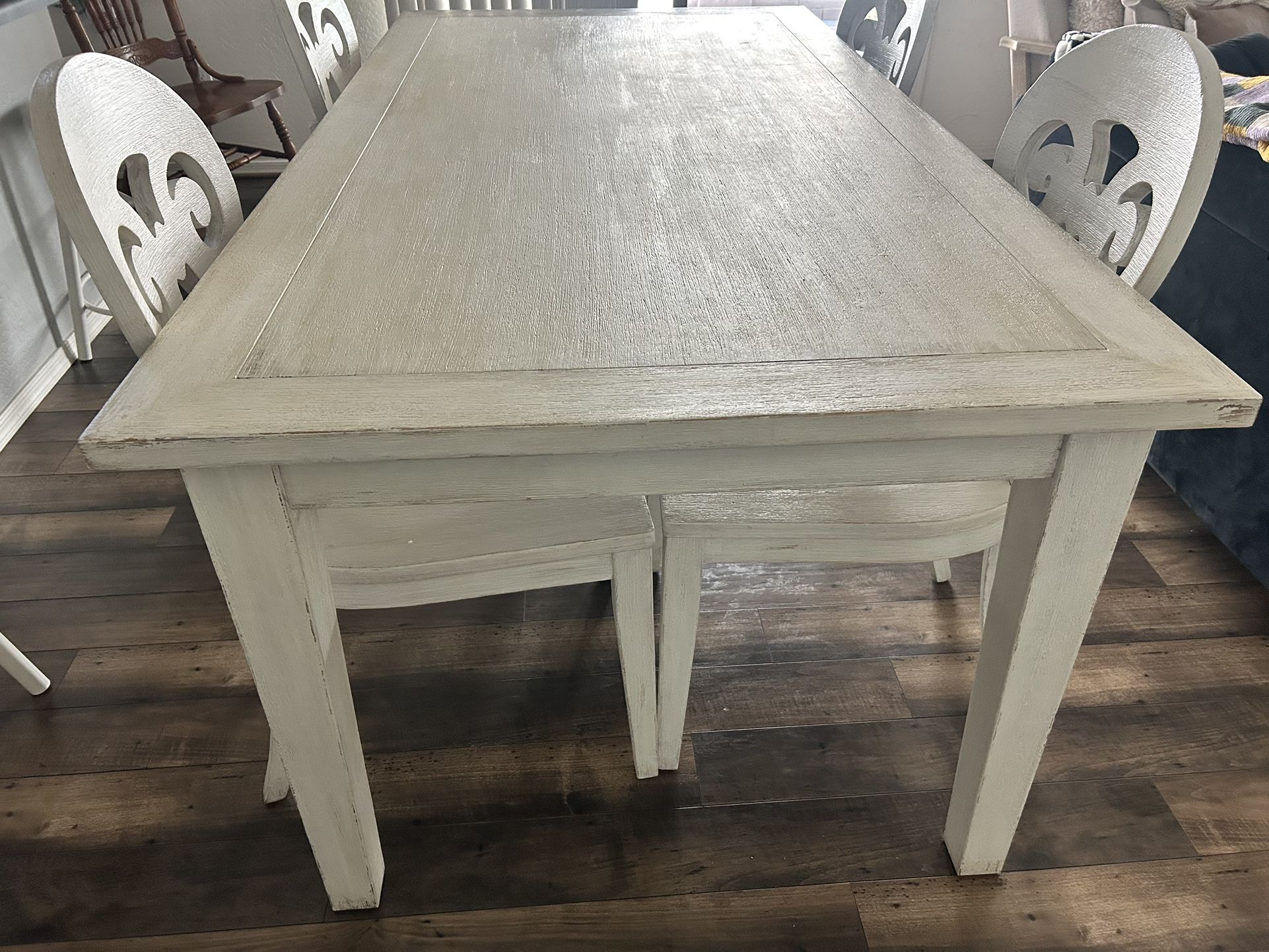Farmhouse Style Large Wood White Kitchen Table 