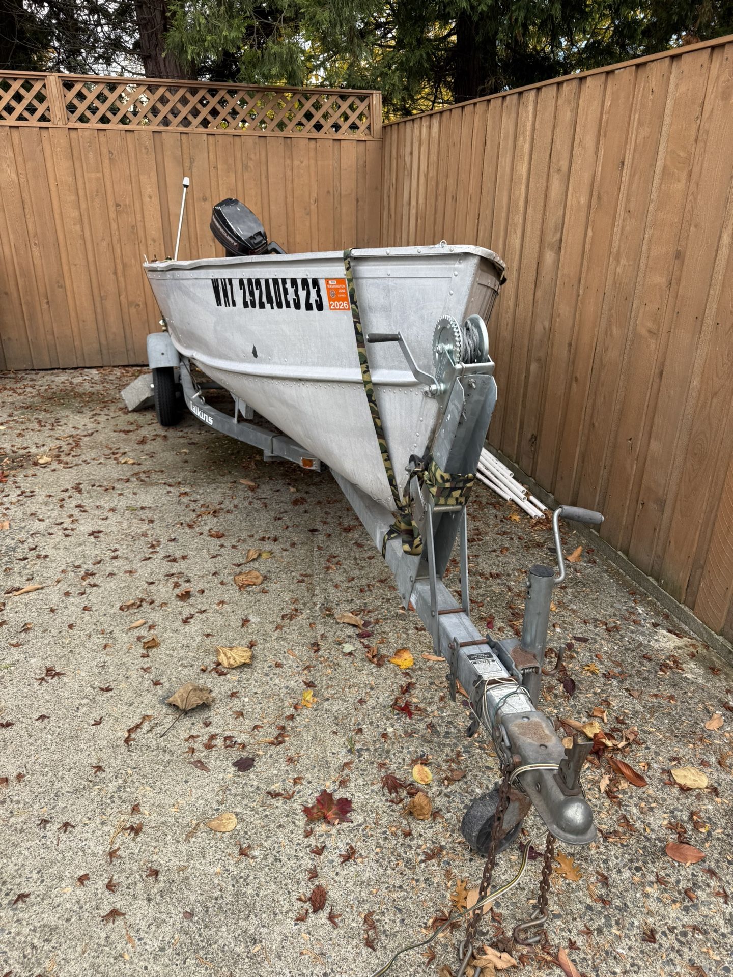 14 ft Aluminum Boat With 15 Hp Motor