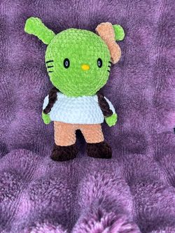 Handmade Crochet Shrek Hello Kitty Plush Doll