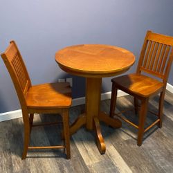 Solid Oak Bistro Table Set with Chairs 